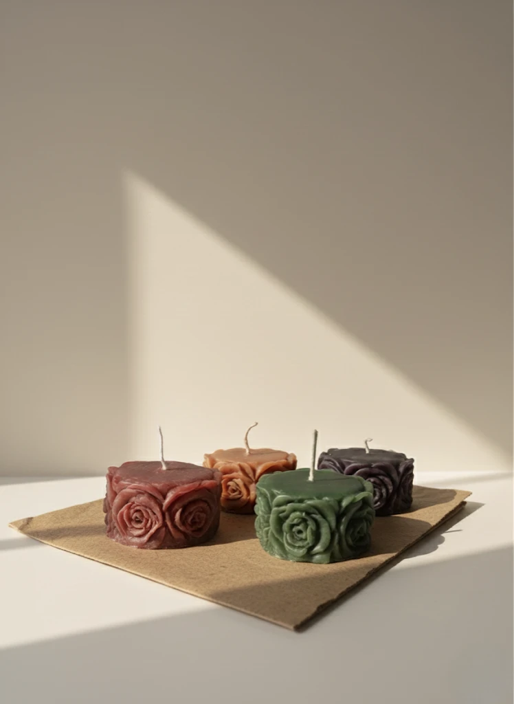 Pack de 4 Velas Diseño Rosa's foto | Bel Velas Artesanales |  BizneCubano